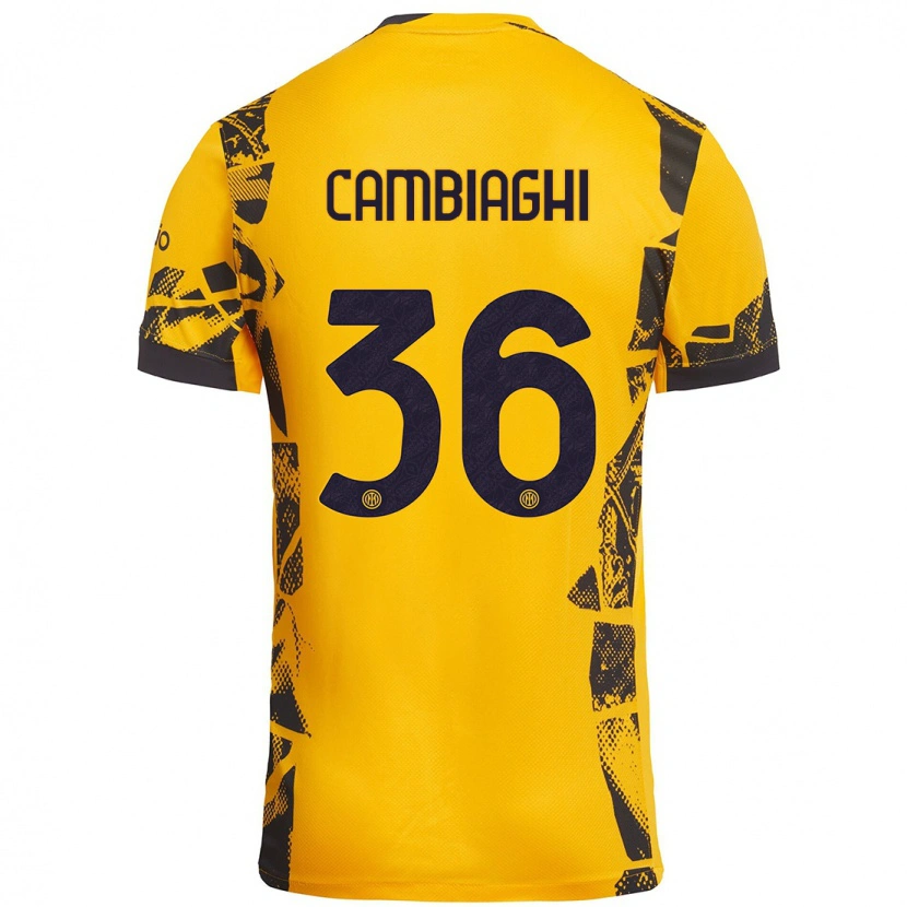Danxen Hombre Camiseta Michela Cambiaghi #36 Dorado Negro Equipación Tercera 2024/25 La Camisa México