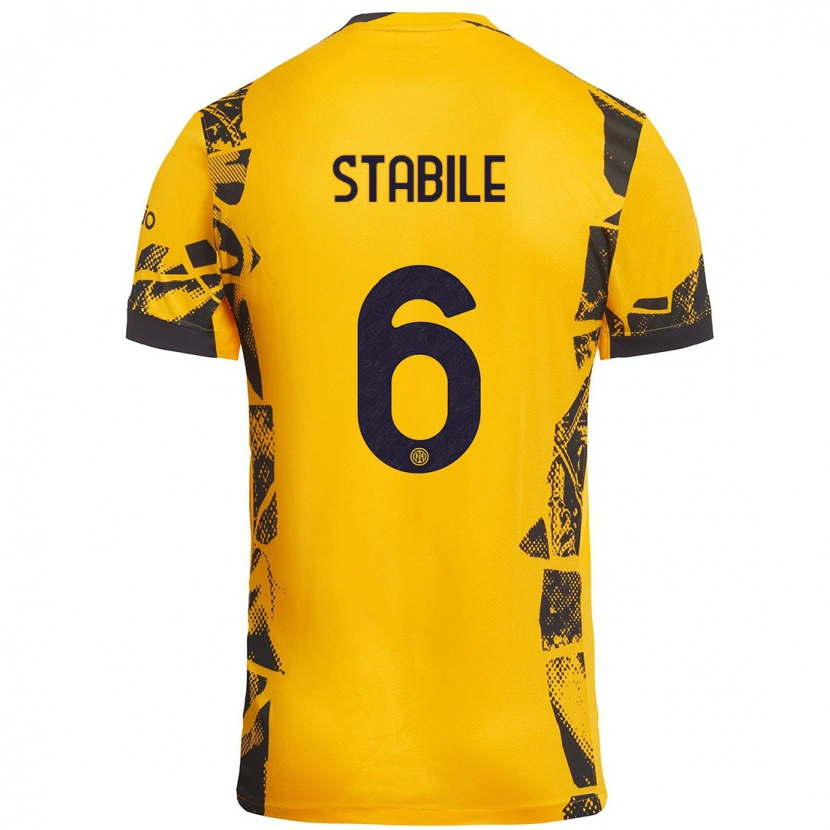 Danxen Hombre Camiseta Giacomo Stabile #6 Dorado Negro Equipación Tercera 2024/25 La Camisa México