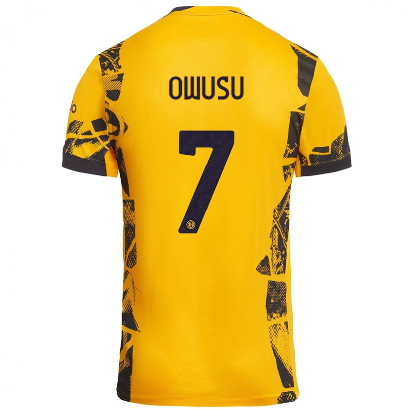 Danxen Hombre Camiseta Enoch Owusu #7 Dorado Negro Equipación Tercera 2024/25 La Camisa México