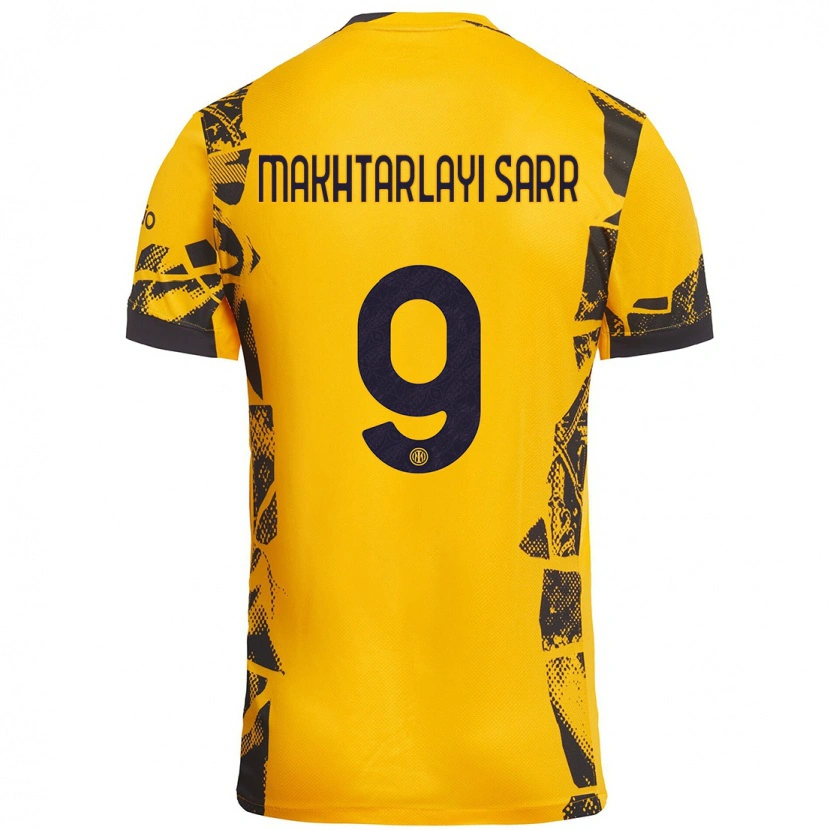 Danxen Hombre Camiseta Amadou Makhtarlayi Sarr #9 Dorado Negro Equipación Tercera 2024/25 La Camisa México