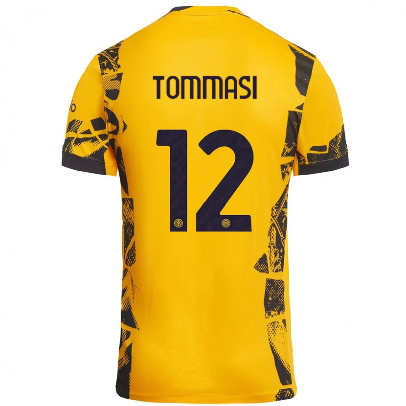 Danxen Hombre Camiseta Francesco Tommasi #12 Dorado Negro Equipación Tercera 2024/25 La Camisa México