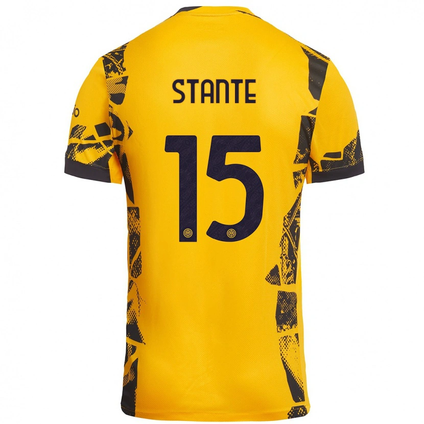 Danxen Hombre Camiseta Francesco Stante #15 Dorado Negro Equipación Tercera 2024/25 La Camisa México