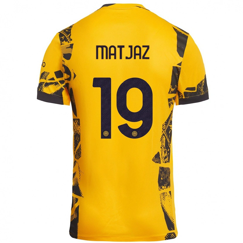 Danxen Hombre Camiseta Samo Matjaz #19 Dorado Negro Equipación Tercera 2024/25 La Camisa México