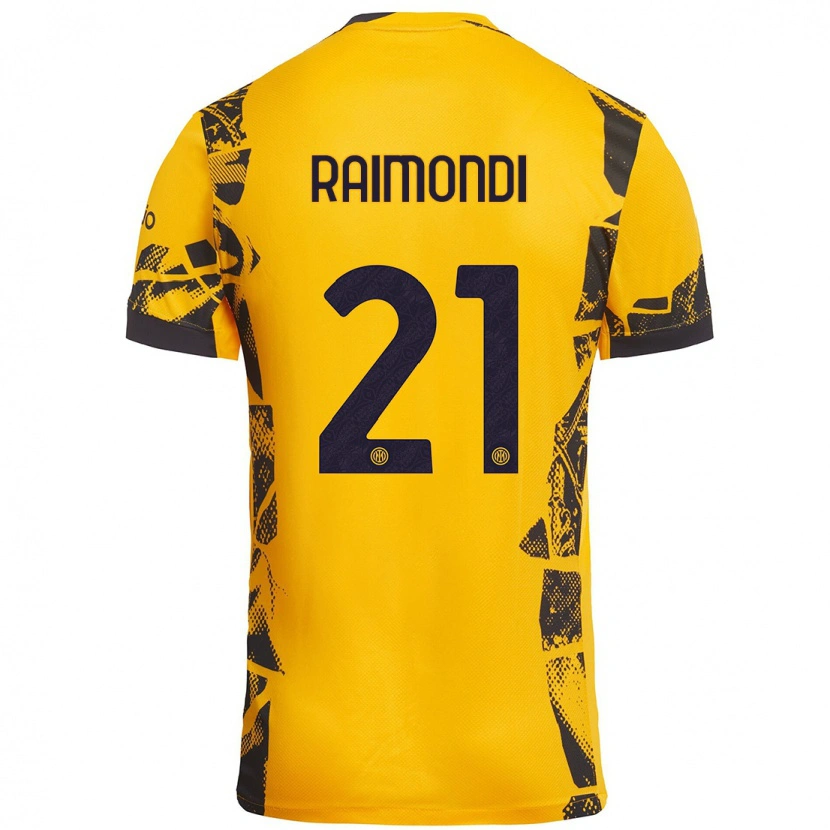 Danxen Hombre Camiseta Paolo Raimondi #21 Dorado Negro Equipación Tercera 2024/25 La Camisa México