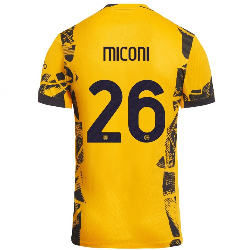 Danxen Hombre Camiseta Riccardo Miconi #26 Dorado Negro Equipación Tercera 2024/25 La Camisa México