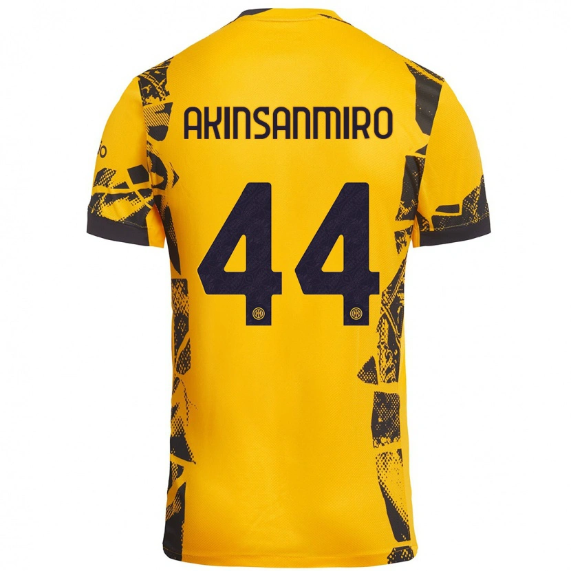 Danxen Hombre Camiseta Ebenezer Akinsanmiro #44 Dorado Negro Equipación Tercera 2024/25 La Camisa México