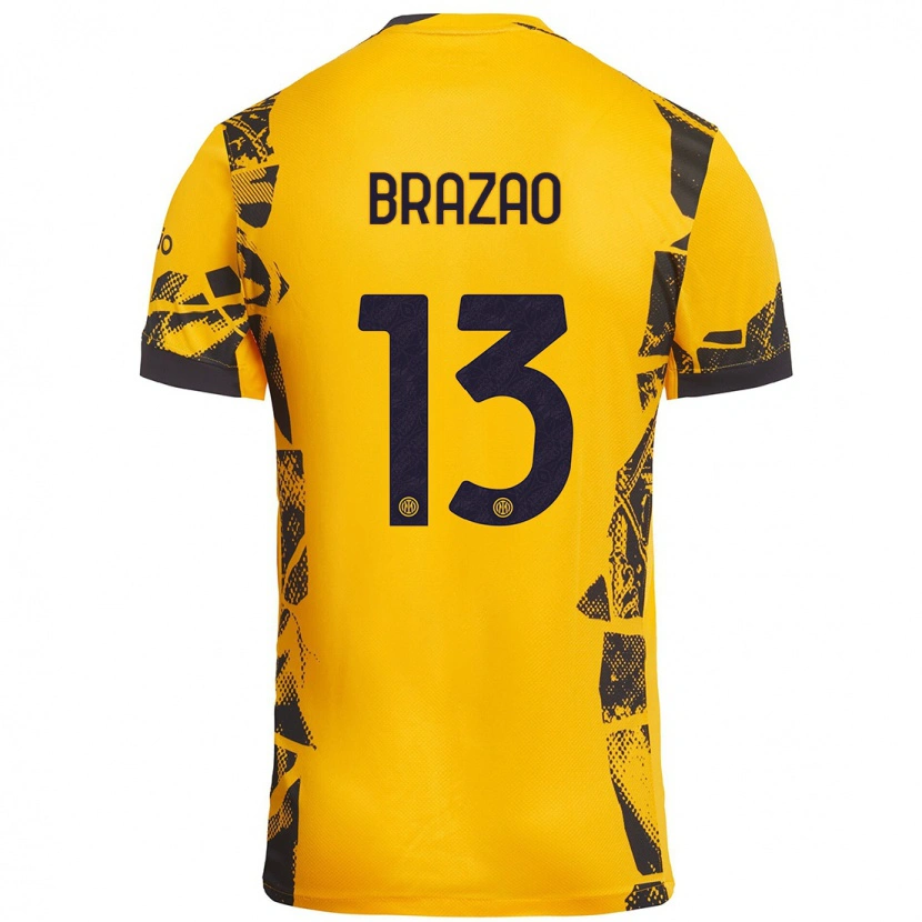 Danxen Hombre Camiseta Gabriel Brazao #13 Dorado Negro Equipación Tercera 2024/25 La Camisa México
