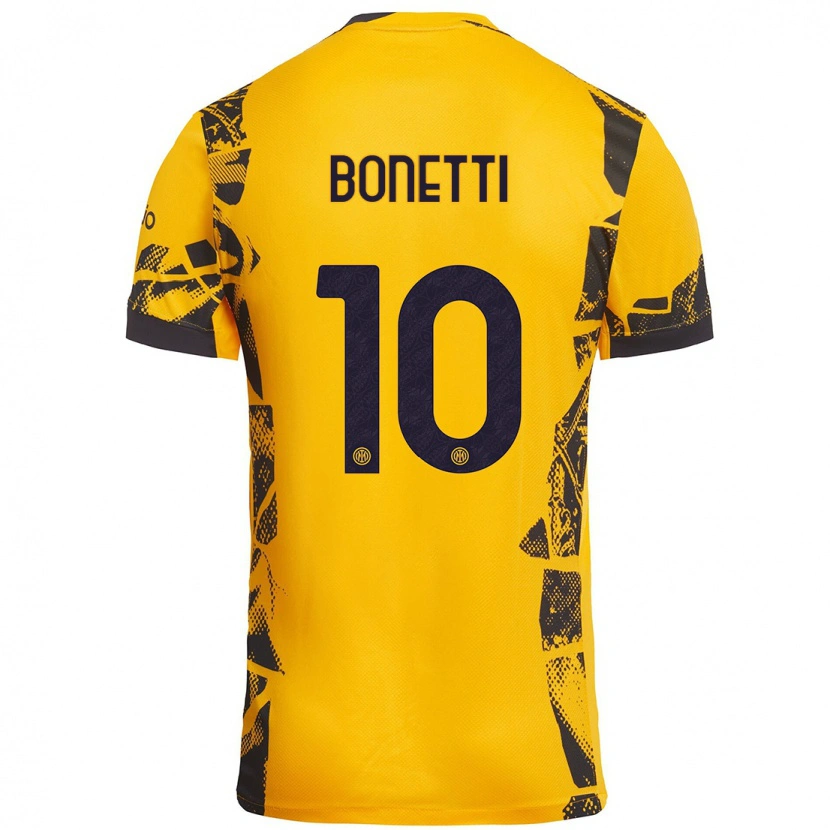 Danxen Hombre Camiseta Tatiana Bonetti #10 Dorado Negro Equipación Tercera 2024/25 La Camisa México