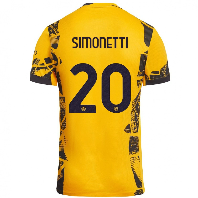 Danxen Hombre Camiseta Flaminia Simonetti #20 Dorado Negro Equipación Tercera 2024/25 La Camisa México