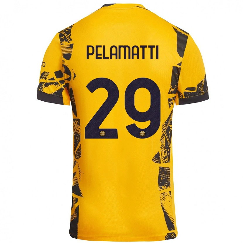 Danxen Hombre Camiseta Andrea Pelamatti #29 Dorado Negro Equipación Tercera 2024/25 La Camisa México