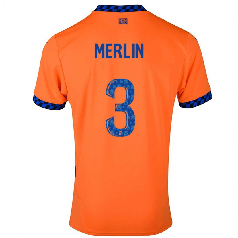 Danxen Hombre Camiseta Quentin Merlin #3 Naranja Azul Oscuro Equipación Tercera 2024/25 La Camisa México
