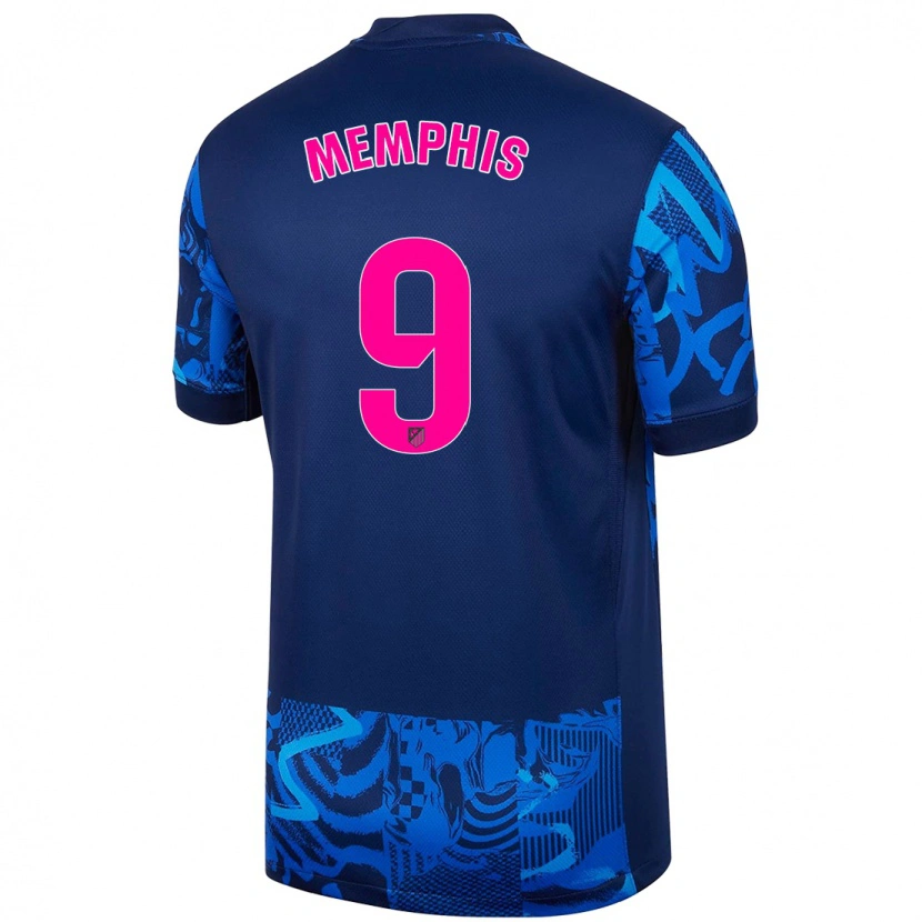 Danxen Hombre Camiseta Memphis Depay #9 Azul Real Equipación Tercera 2024/25 La Camisa México
