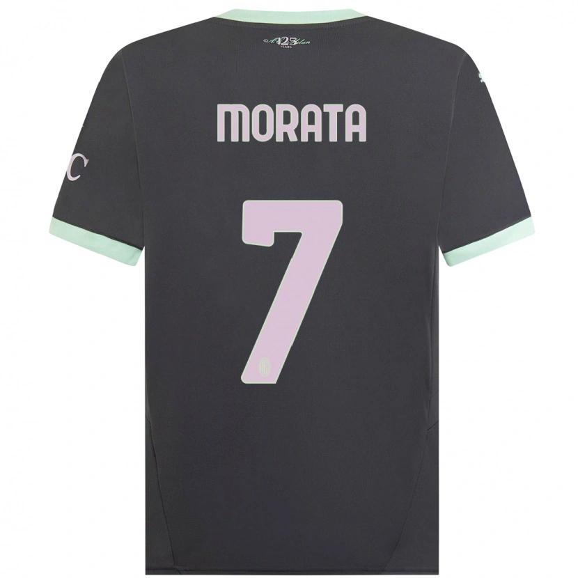 Danxen Hombre Camiseta Álvaro Morata #7 Gris Equipación Tercera 2024/25 La Camisa México