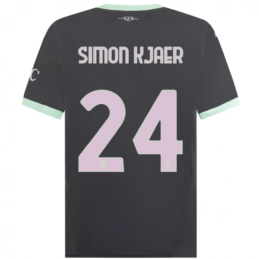 Danxen Hombre Camiseta Simon Kjaer #24 Gris Equipación Tercera 2024/25 La Camisa México