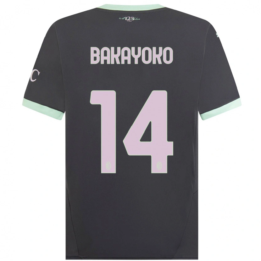 Danxen Hombre Camiseta Tiemoue Bakayoko #14 Gris Equipación Tercera 2024/25 La Camisa México