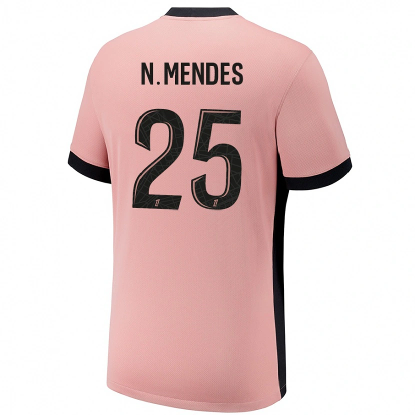 Danxen Hombre Camiseta Nuno Mendes #25 Rosa Óxido Equipación Tercera 2024/25 La Camisa México