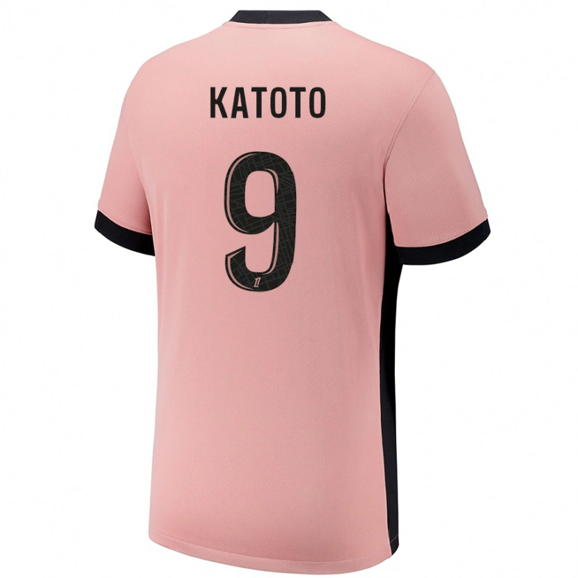 Danxen Hombre Camiseta Marie-Antoinette Katoto #9 Rosa Óxido Equipación Tercera 2024/25 La Camisa México