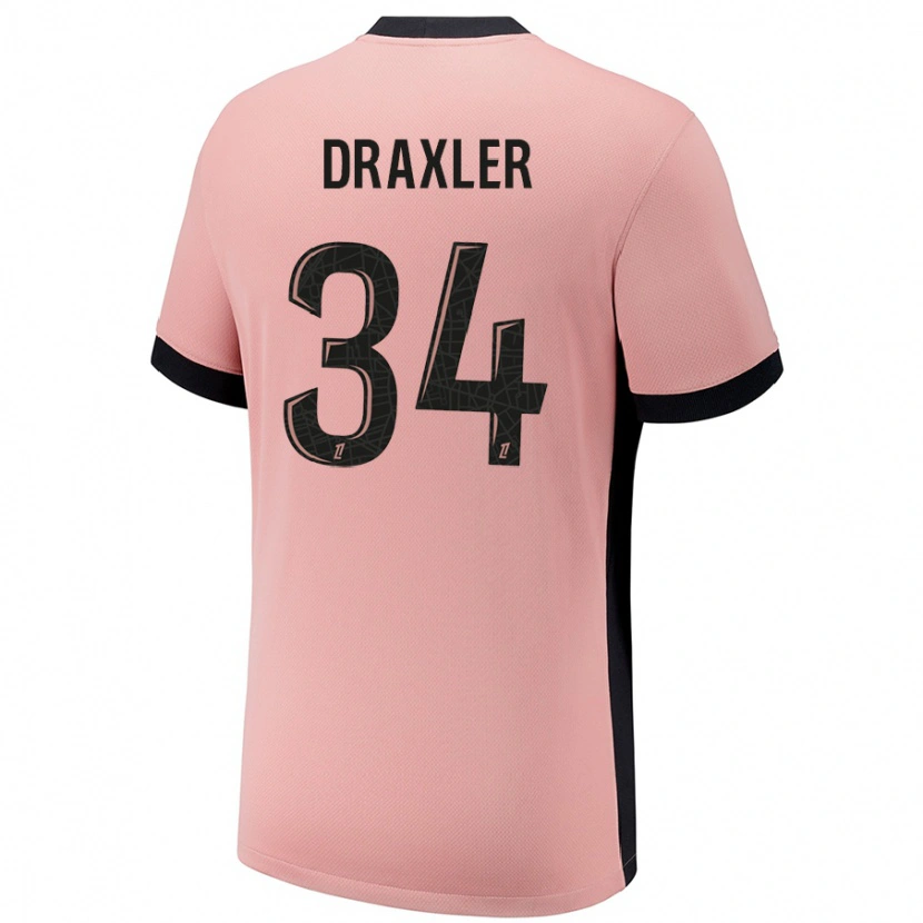 Danxen Hombre Camiseta Julian Draxler #34 Rosa Óxido Equipación Tercera 2024/25 La Camisa México