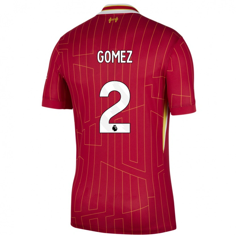 Danxen Mujer Camiseta Joe Gomez #2 Rojo Amarillo Blanco 1ª Equipación 2024/25 La Camisa México