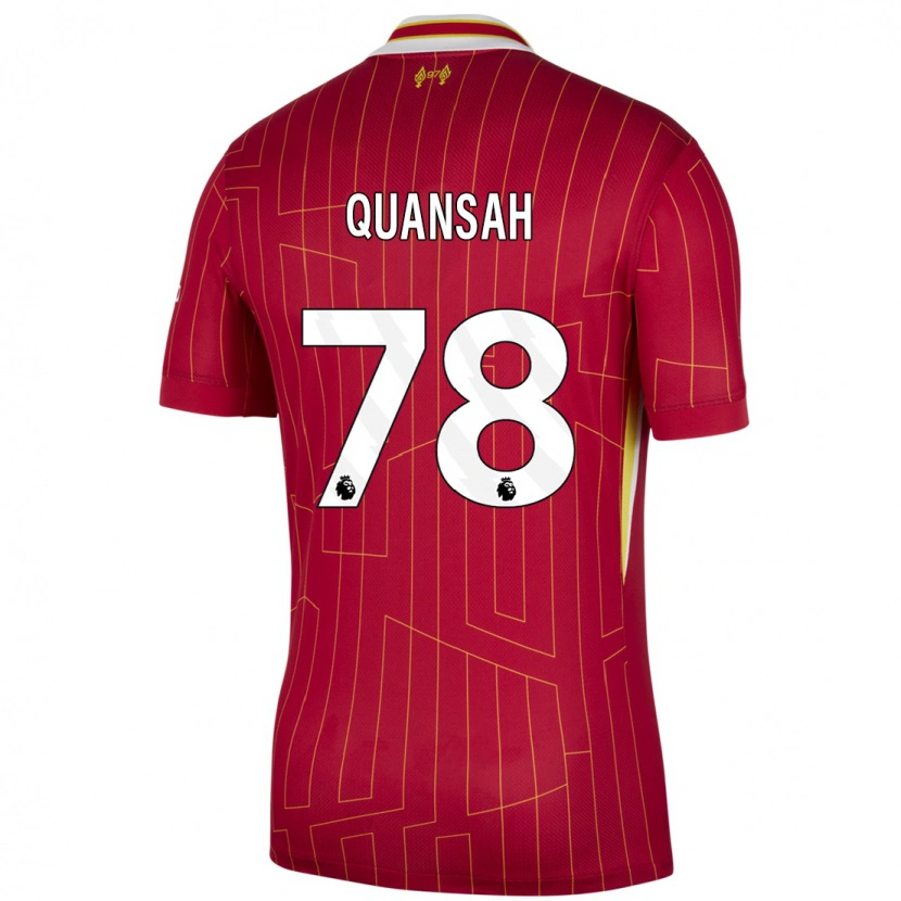 Danxen Mujer Camiseta Jarell Quansah #78 Rojo Amarillo Blanco 1ª Equipación 2024/25 La Camisa México