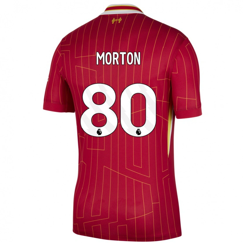 Danxen Mujer Camiseta Tyler Morton #80 Rojo Amarillo Blanco 1ª Equipación 2024/25 La Camisa México