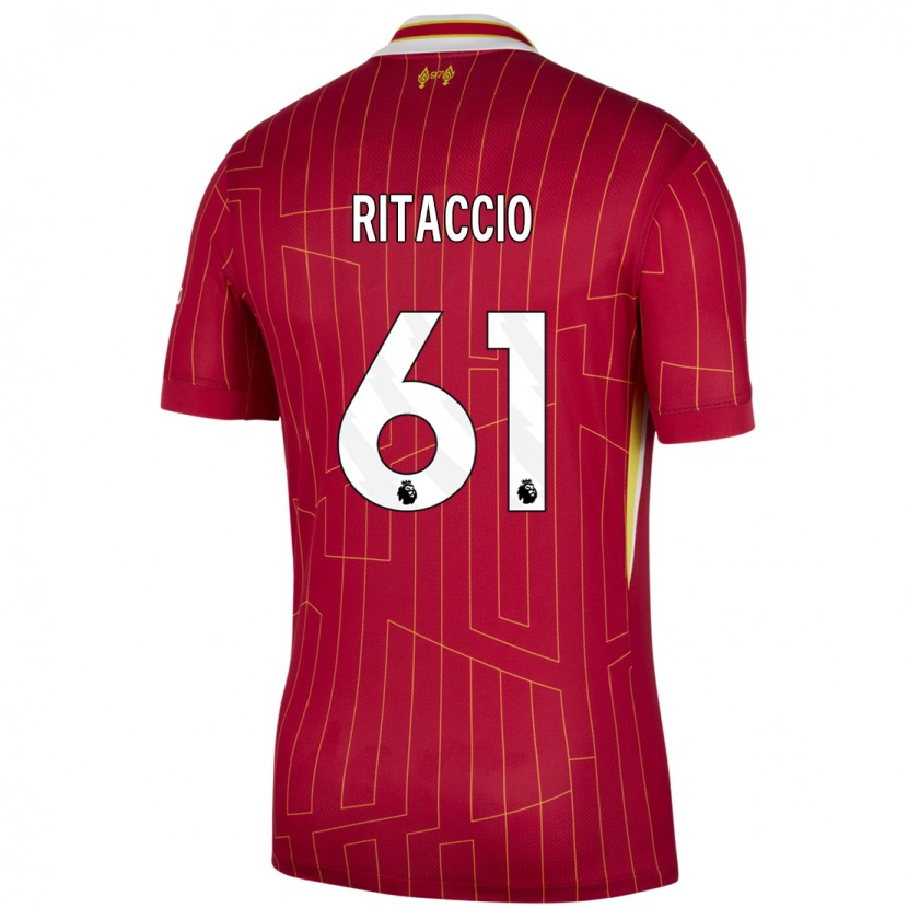 Danxen Mujer Camiseta Matteo Ritaccio #61 Rojo Amarillo Blanco 1ª Equipación 2024/25 La Camisa México