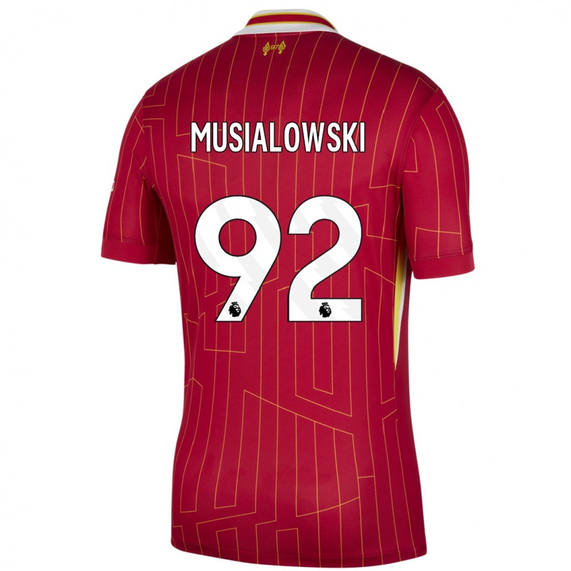 Danxen Mujer Camiseta Mateusz Musialowski #92 Rojo Amarillo Blanco 1ª Equipación 2024/25 La Camisa México