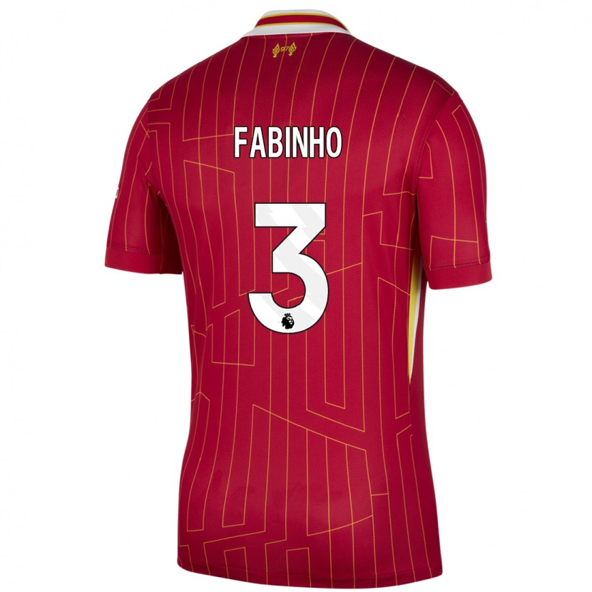 Danxen Mujer Camiseta Fabinho #3 Rojo Amarillo Blanco 1ª Equipación 2024/25 La Camisa México