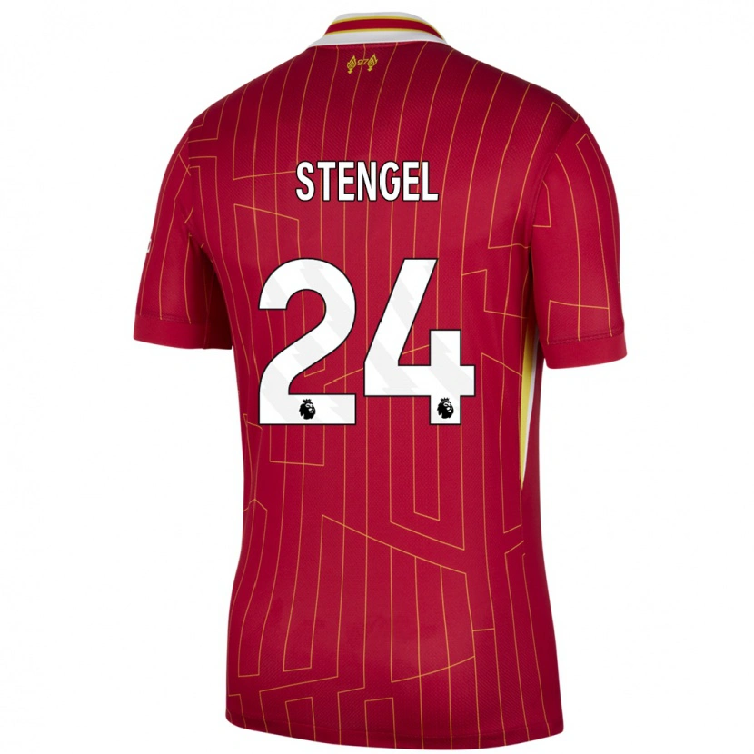 Danxen Mujer Camiseta Katie Stengel #24 Rojo Amarillo Blanco 1ª Equipación 2024/25 La Camisa México
