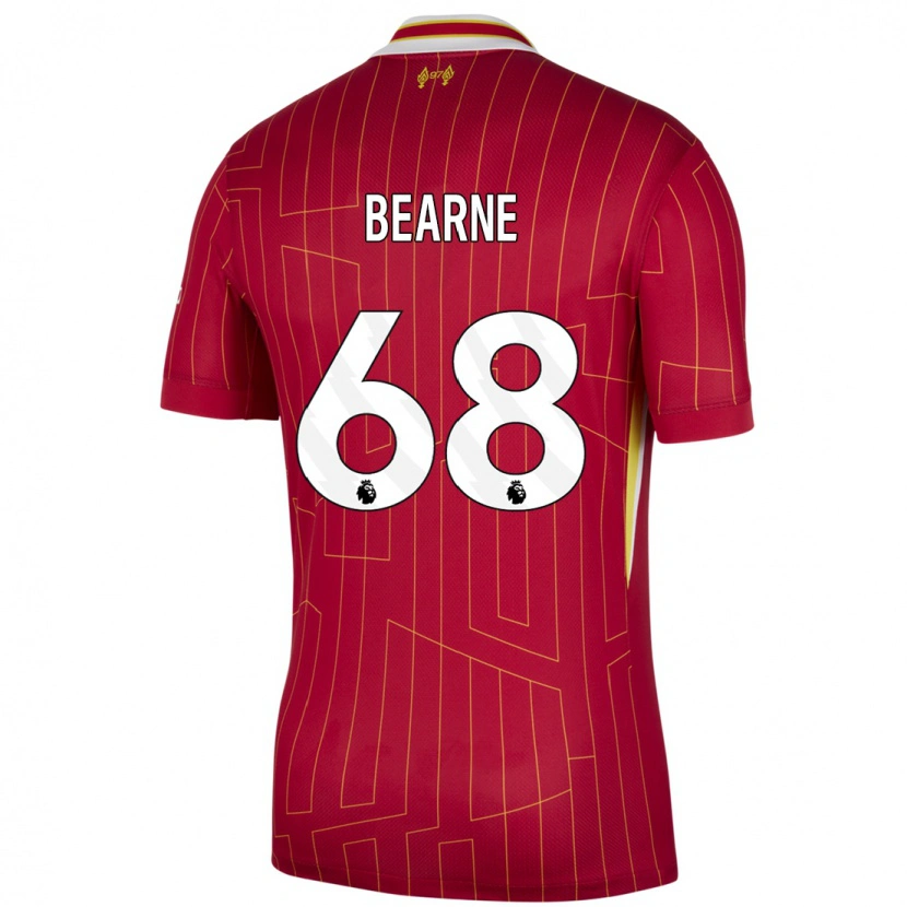 Danxen Mujer Camiseta Jack Bearne #68 Rojo Amarillo Blanco 1ª Equipación 2024/25 La Camisa México