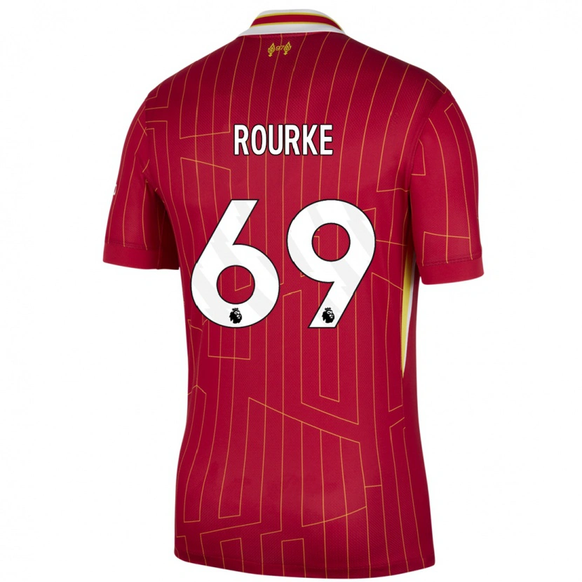 Danxen Mujer Camiseta Fidel O'rourke #69 Rojo Amarillo Blanco 1ª Equipación 2024/25 La Camisa México