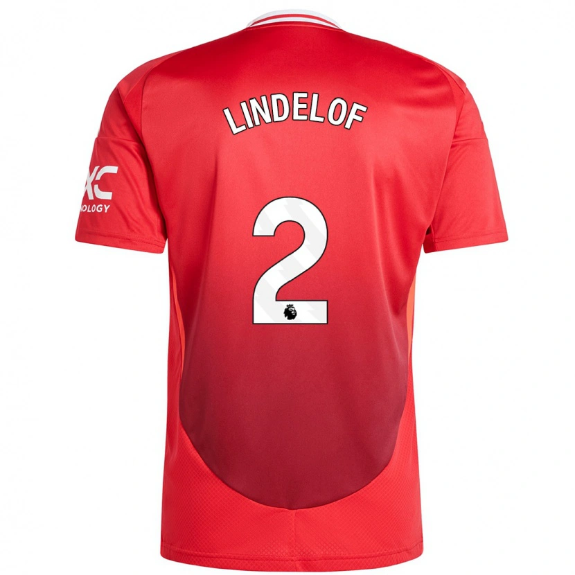 Danxen Mujer Camiseta Victor Lindelöf #2 Rojo Brillante 1ª Equipación 2024/25 La Camisa México