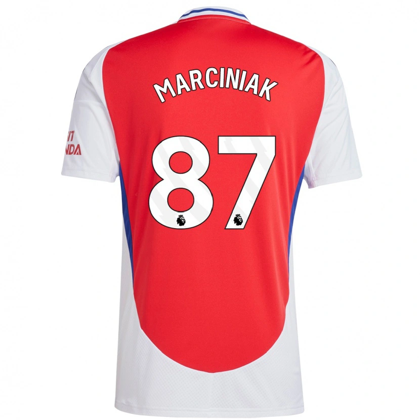 Danxen Mujer Camiseta Alex Marciniak #87 Rojo Blanco 1ª Equipación 2024/25 La Camisa México