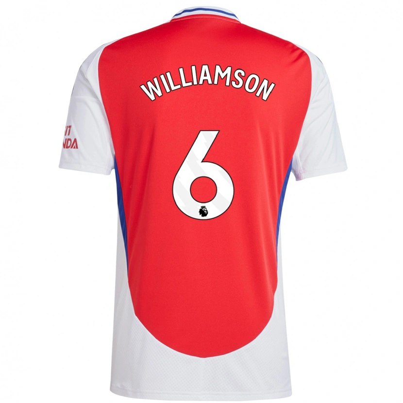 Danxen Mujer Camiseta Leah Williamson #6 Rojo Blanco 1ª Equipación 2024/25 La Camisa México