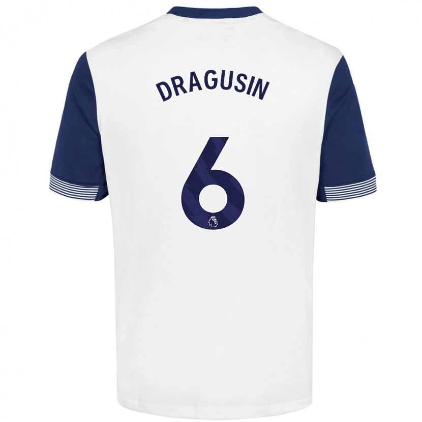 Danxen Mujer Camiseta Radu Drăgușin #6 Blanco Azul 1ª Equipación 2024/25 La Camisa México