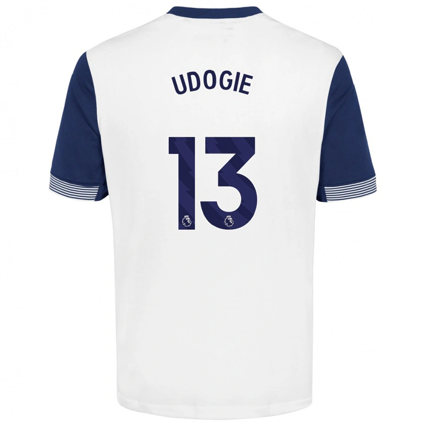 Danxen Mujer Camiseta Destiny Udogie #13 Blanco Azul 1ª Equipación 2024/25 La Camisa México