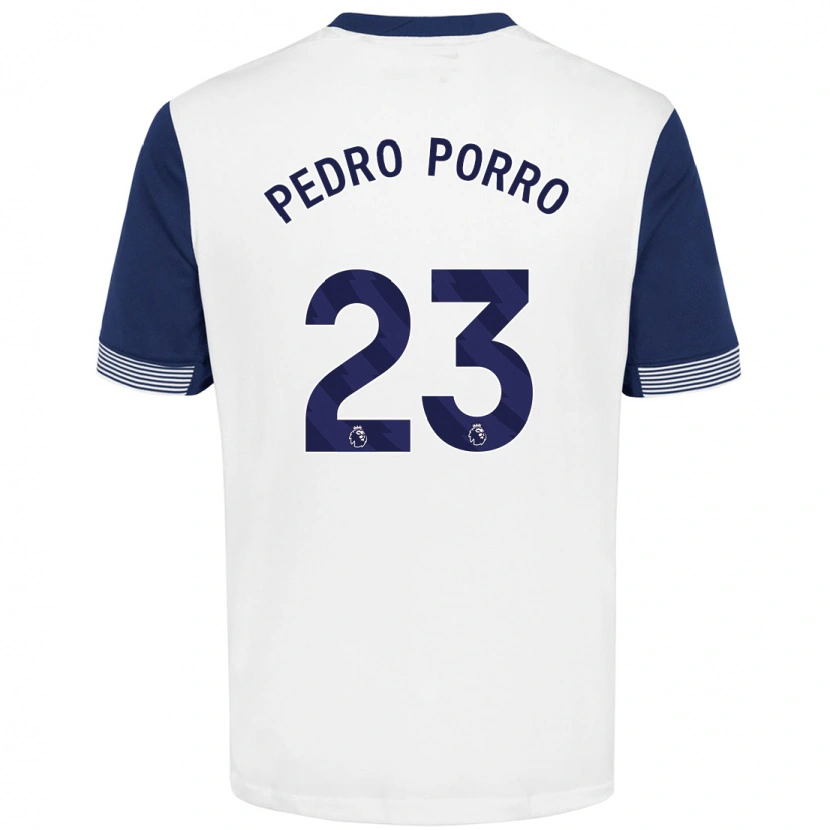 Danxen Mujer Camiseta Pedro Porro #23 Blanco Azul 1ª Equipación 2024/25 La Camisa México