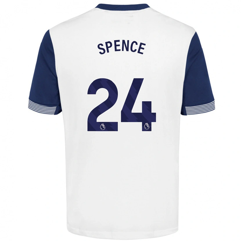 Danxen Mujer Camiseta Djed Spence #24 Blanco Azul 1ª Equipación 2024/25 La Camisa México