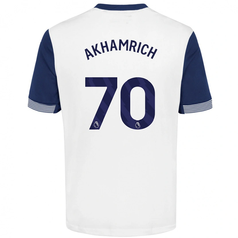 Danxen Mujer Camiseta Yusuf Akhamrich #70 Blanco Azul 1ª Equipación 2024/25 La Camisa México