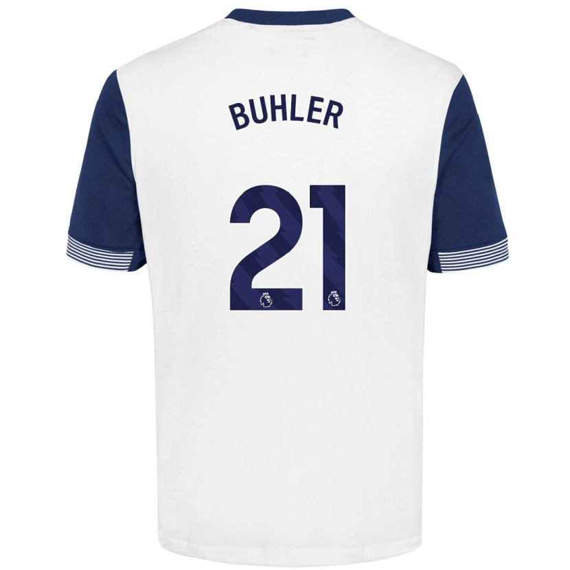 Danxen Mujer Camiseta Luana Bühler #21 Blanco Azul 1ª Equipación 2024/25 La Camisa México