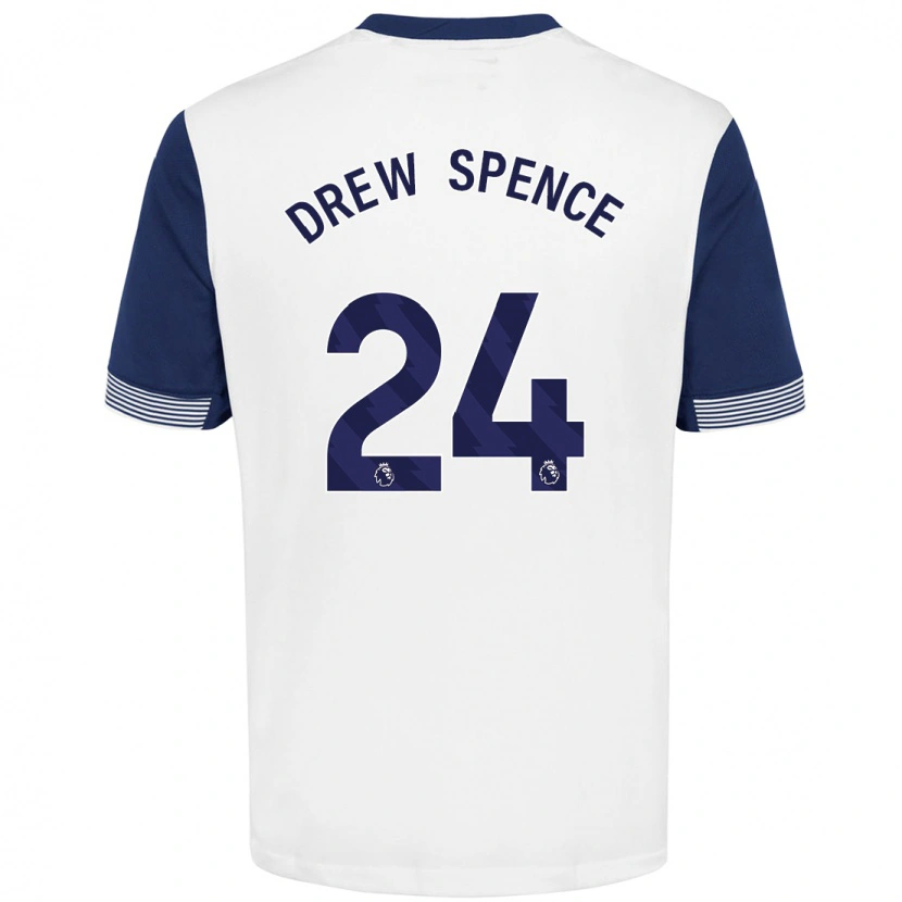 Danxen Mujer Camiseta Drew Spence #24 Blanco Azul 1ª Equipación 2024/25 La Camisa México