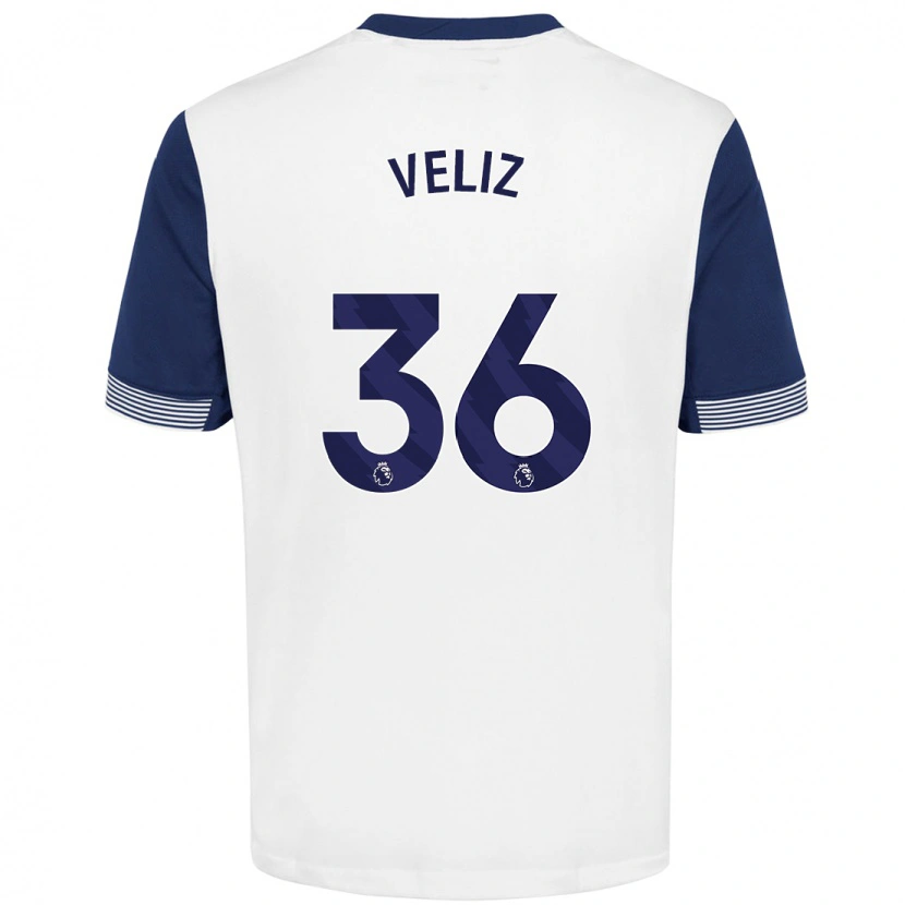 Danxen Mujer Camiseta Alejo Véliz #36 Blanco Azul 1ª Equipación 2024/25 La Camisa México