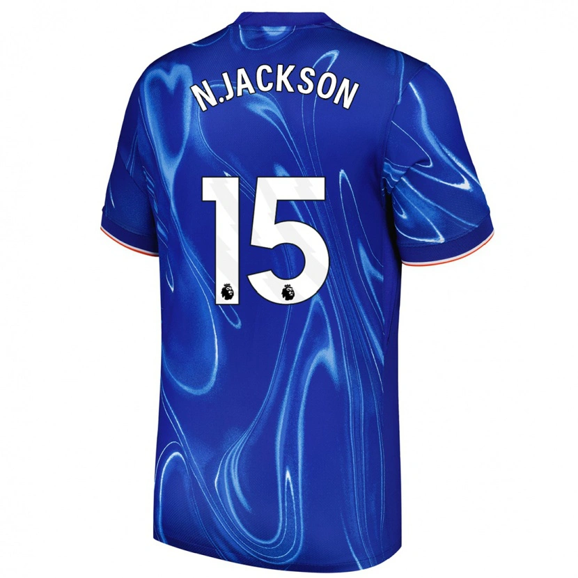 Danxen Mujer Camiseta Nicolas Jackson #15 Azul Blanco 1ª Equipación 2024/25 La Camisa México