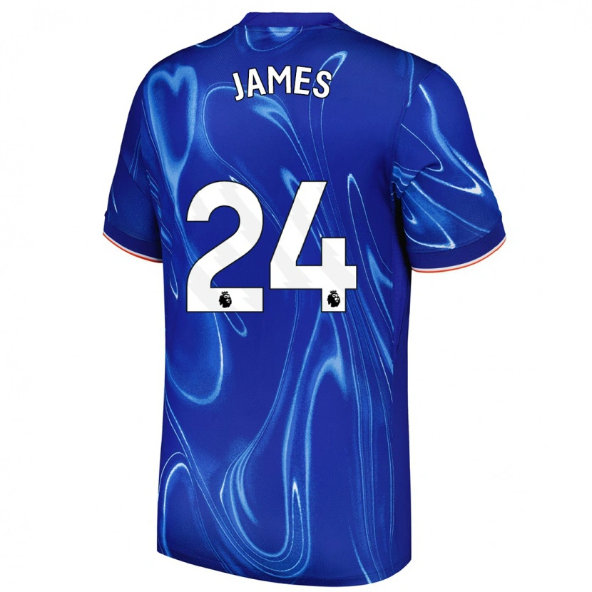 Danxen Mujer Camiseta Reece James #24 Azul Blanco 1ª Equipación 2024/25 La Camisa México