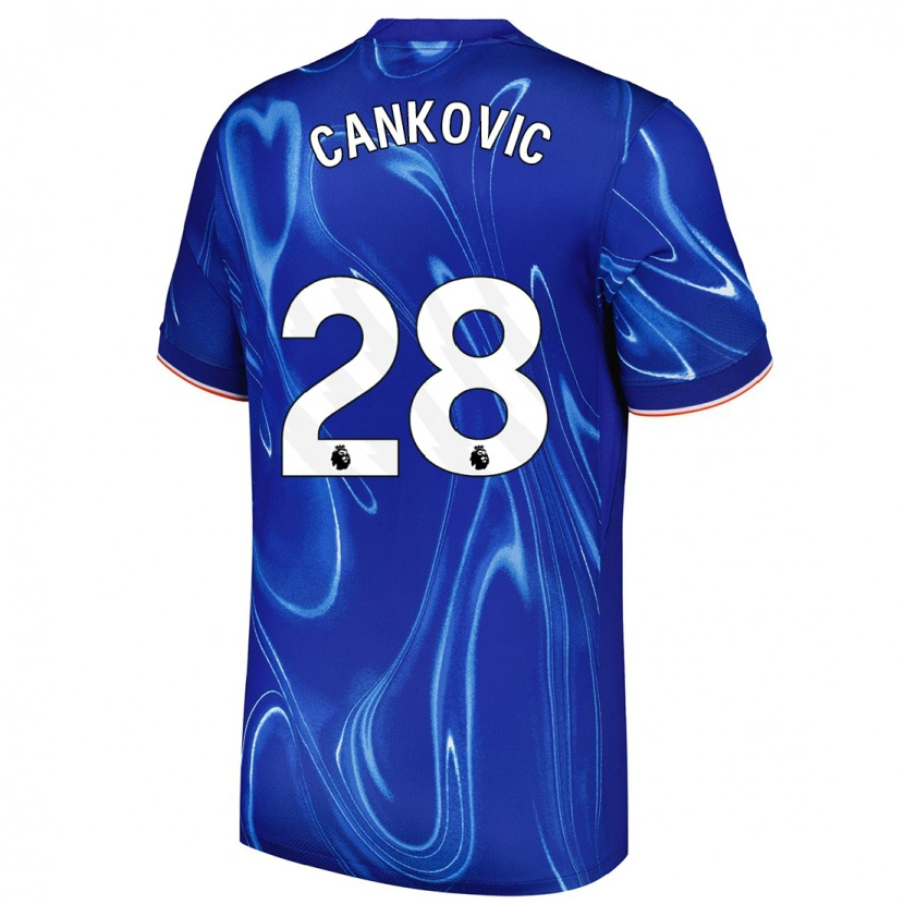 Danxen Mujer Camiseta Jelena Čanković #28 Azul Blanco 1ª Equipación 2024/25 La Camisa México