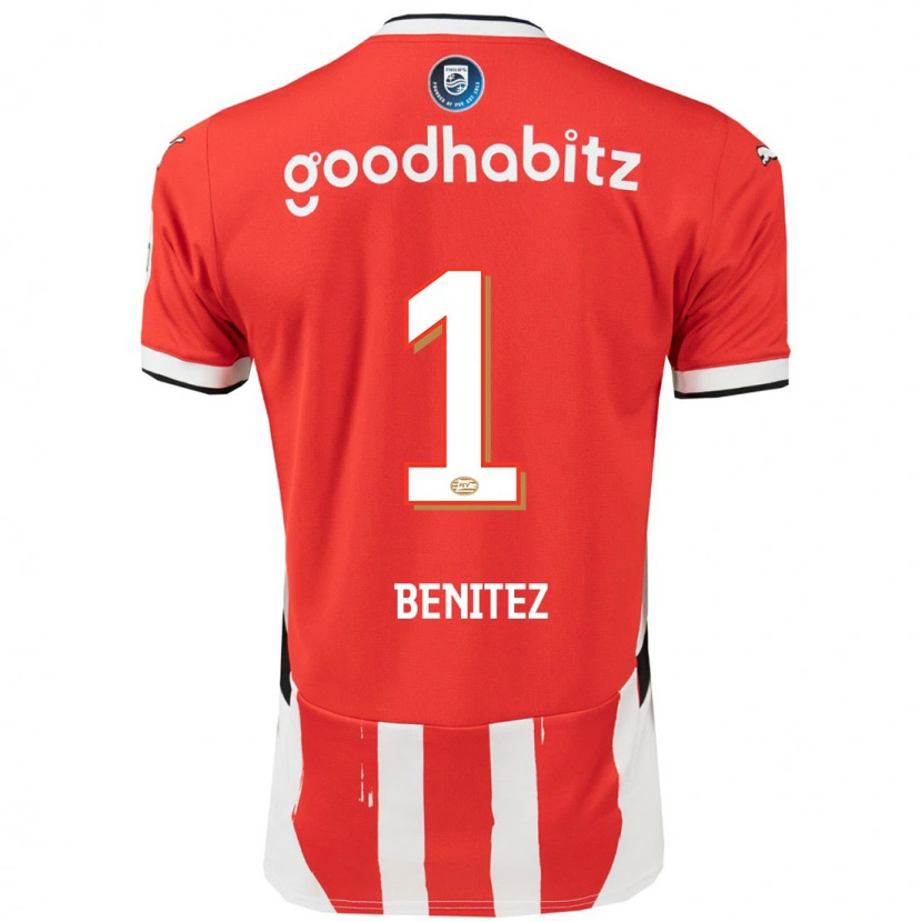 Danxen Mujer Camiseta Walter Benítez #1 Rojo Blanco 1ª Equipación 2024/25 La Camisa México