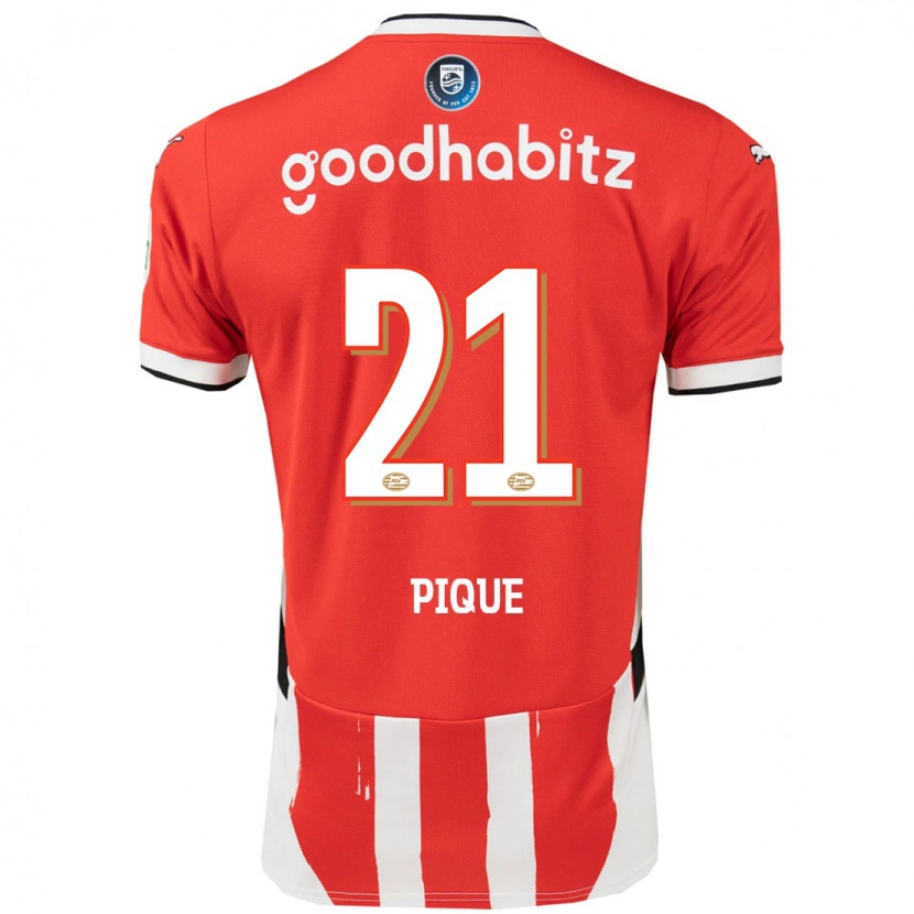Danxen Mujer Camiseta Naomi Piqué #21 Rojo Blanco 1ª Equipación 2024/25 La Camisa México