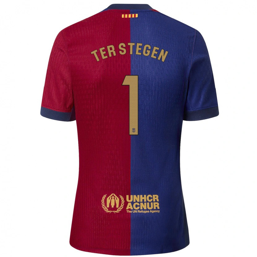 Danxen Mujer Camiseta Marc-André Ter Stegen #1 Azul Rojo 1ª Equipación 2024/25 La Camisa México