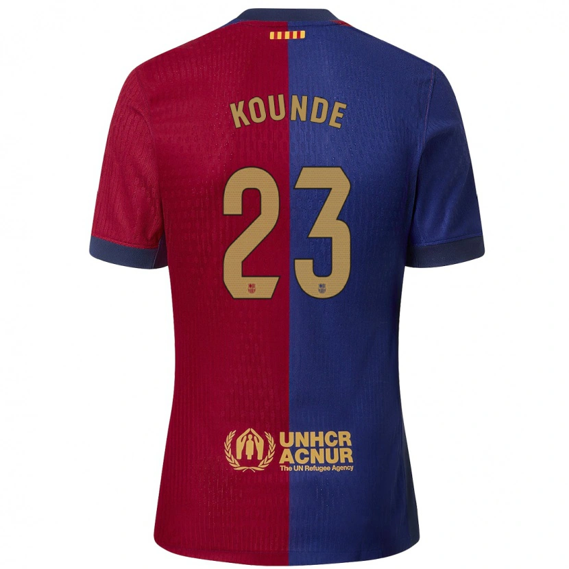Danxen Mujer Camiseta Jules Koundé #23 Azul Rojo 1ª Equipación 2024/25 La Camisa México