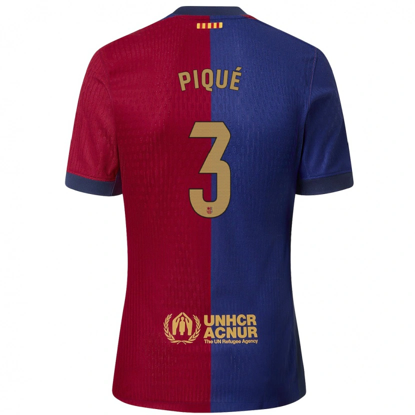 Danxen Mujer Camiseta Gerard Pique #3 Azul Rojo 1ª Equipación 2024/25 La Camisa México